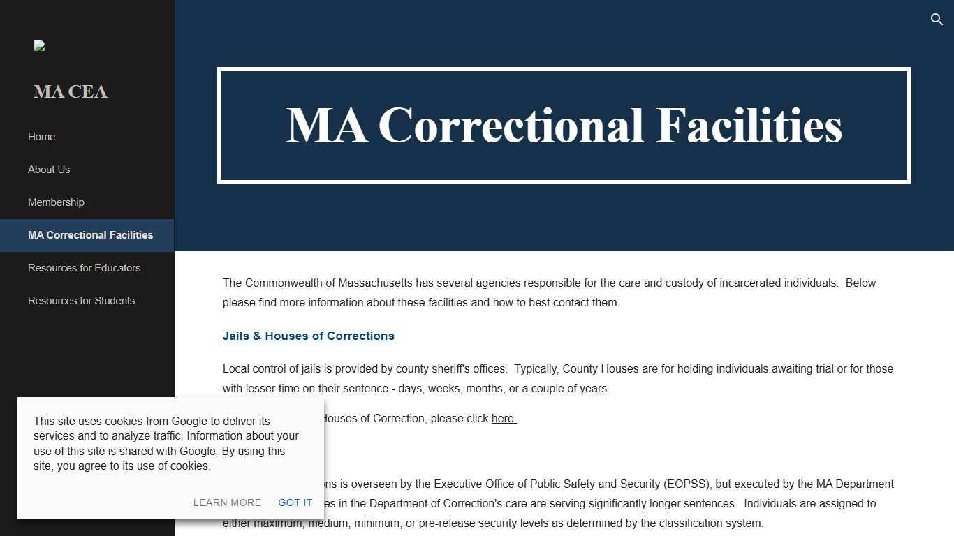 MA CEA - MA Correctional Facilities