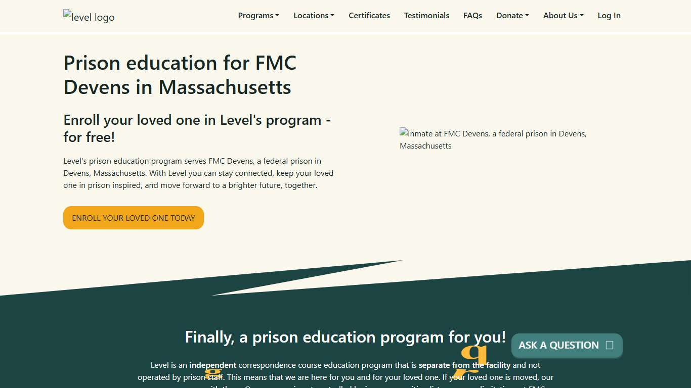 Prison Education For FMC Devens - Level